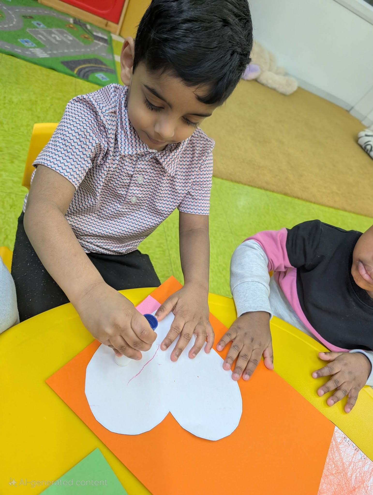 Enfants en activité de bricolage